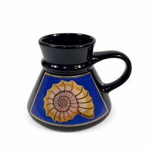 No Spill Coffee Mug Otariti Spillproof Handled Gloss Back Seashell Gold Vintage